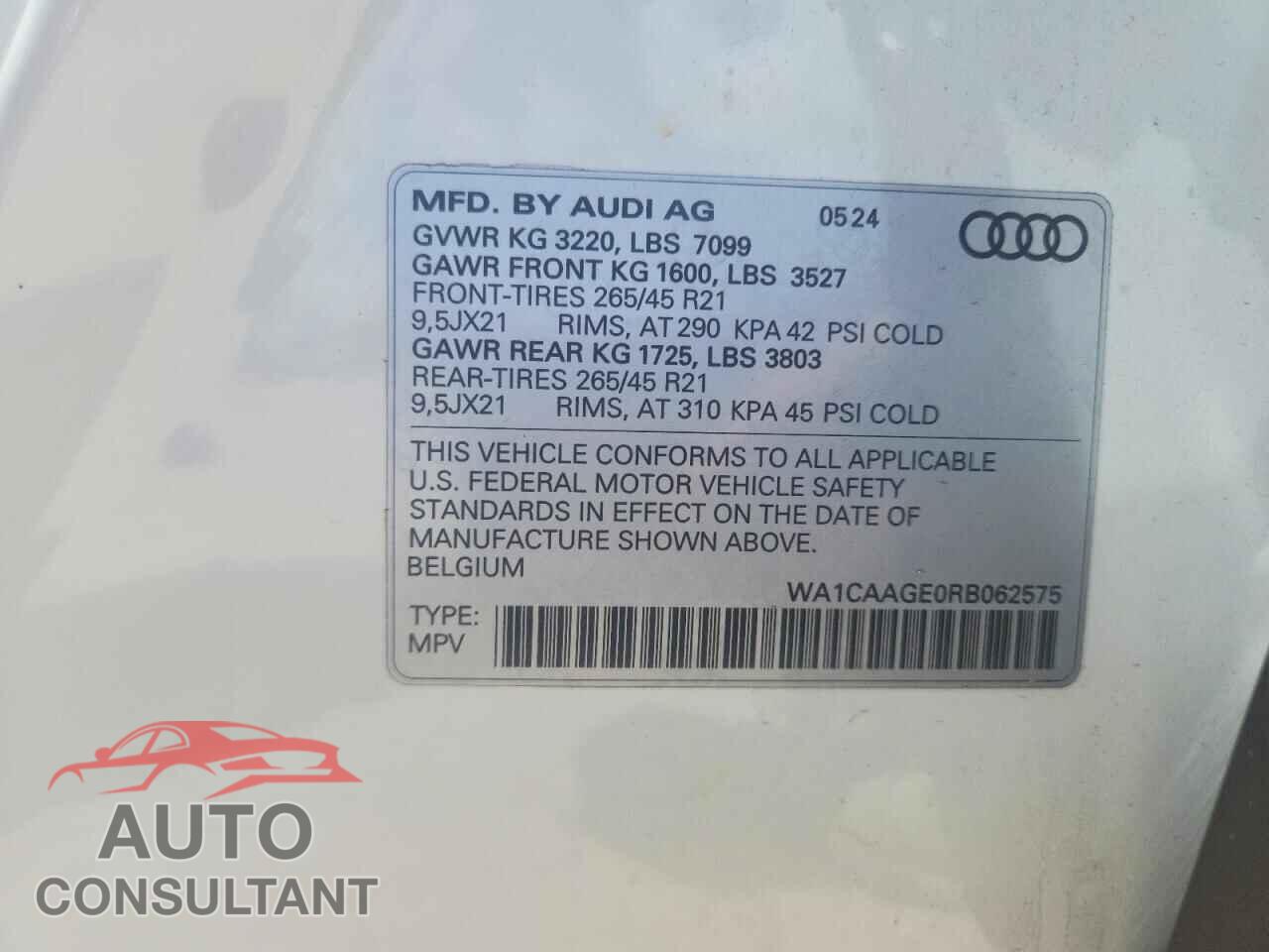 AUDI ALL OTHER 2024 - WA1CAAGE0RB062575
