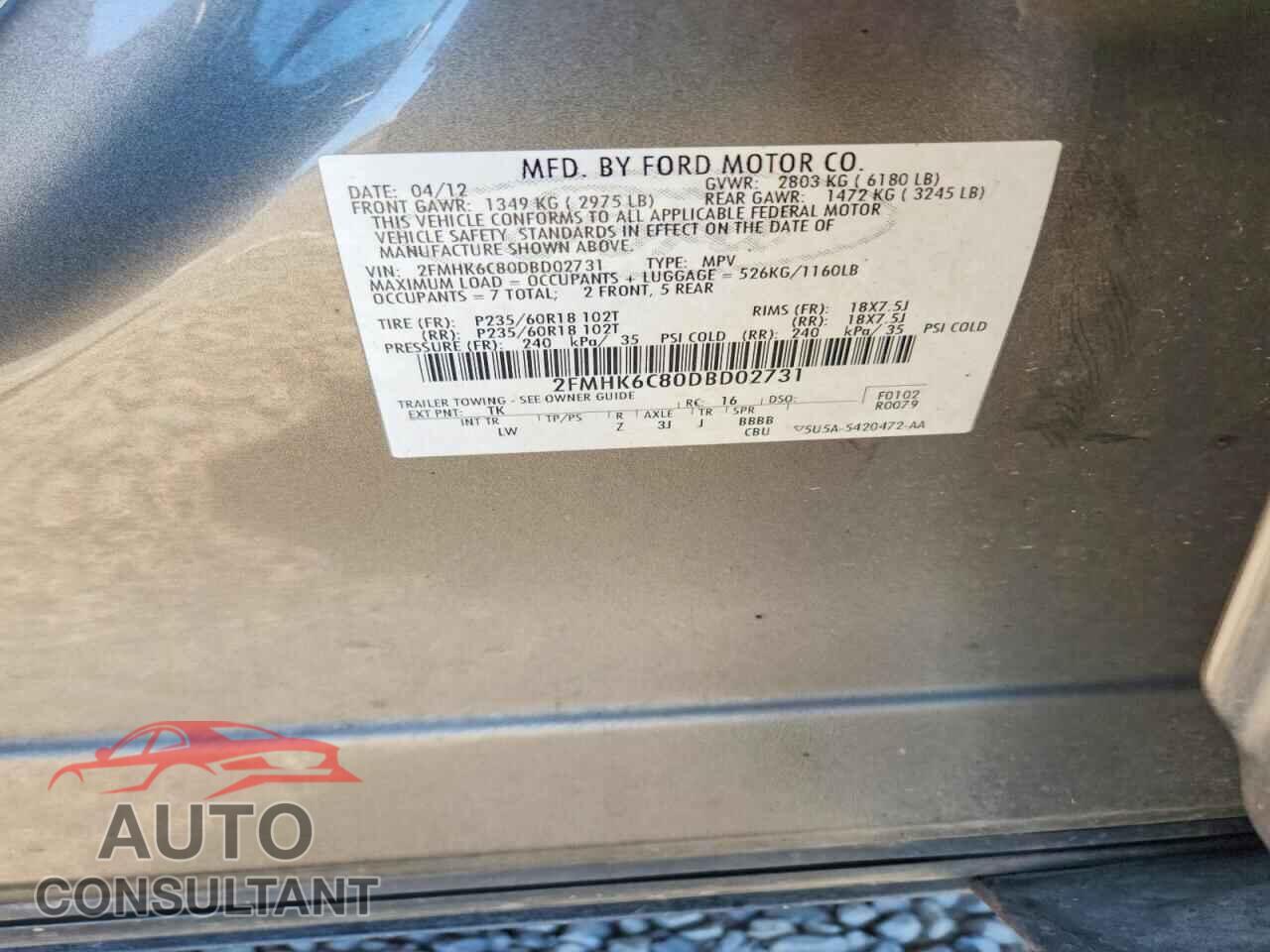 FORD FLEX 2013 - 2FMHK6C80DBD02731