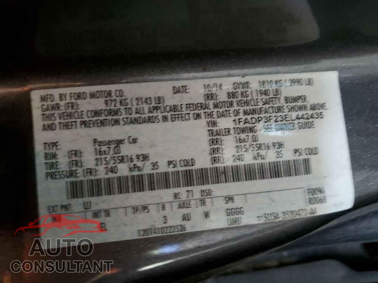 FORD FOCUS 2014 - 1FADP3F23EL442435