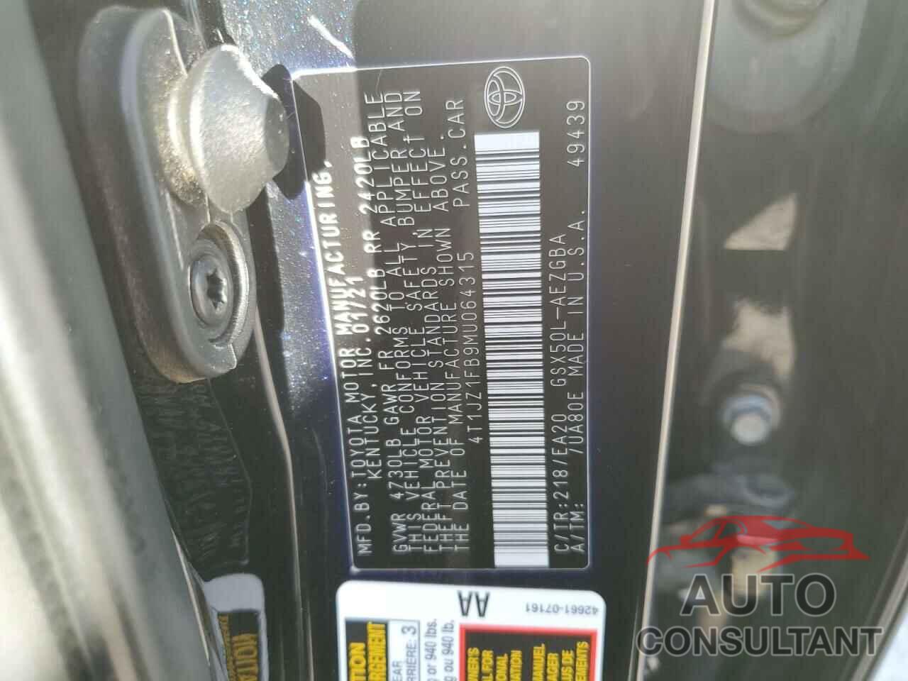 TOYOTA AVALON 2021 - 4T1JZ1FB9MU064315