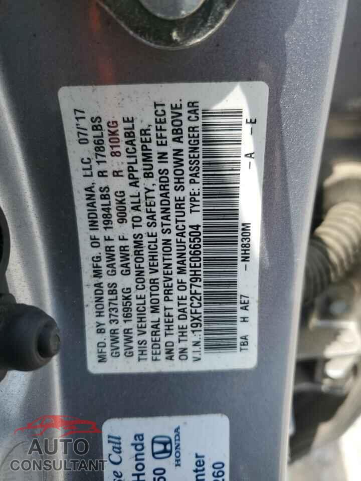 HONDA CIVIC 2017 - 19XFC2F79HE066504