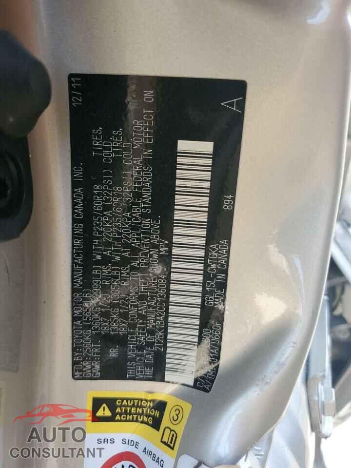 LEXUS RX350 2012 - 2T2BK1BA2CC136084