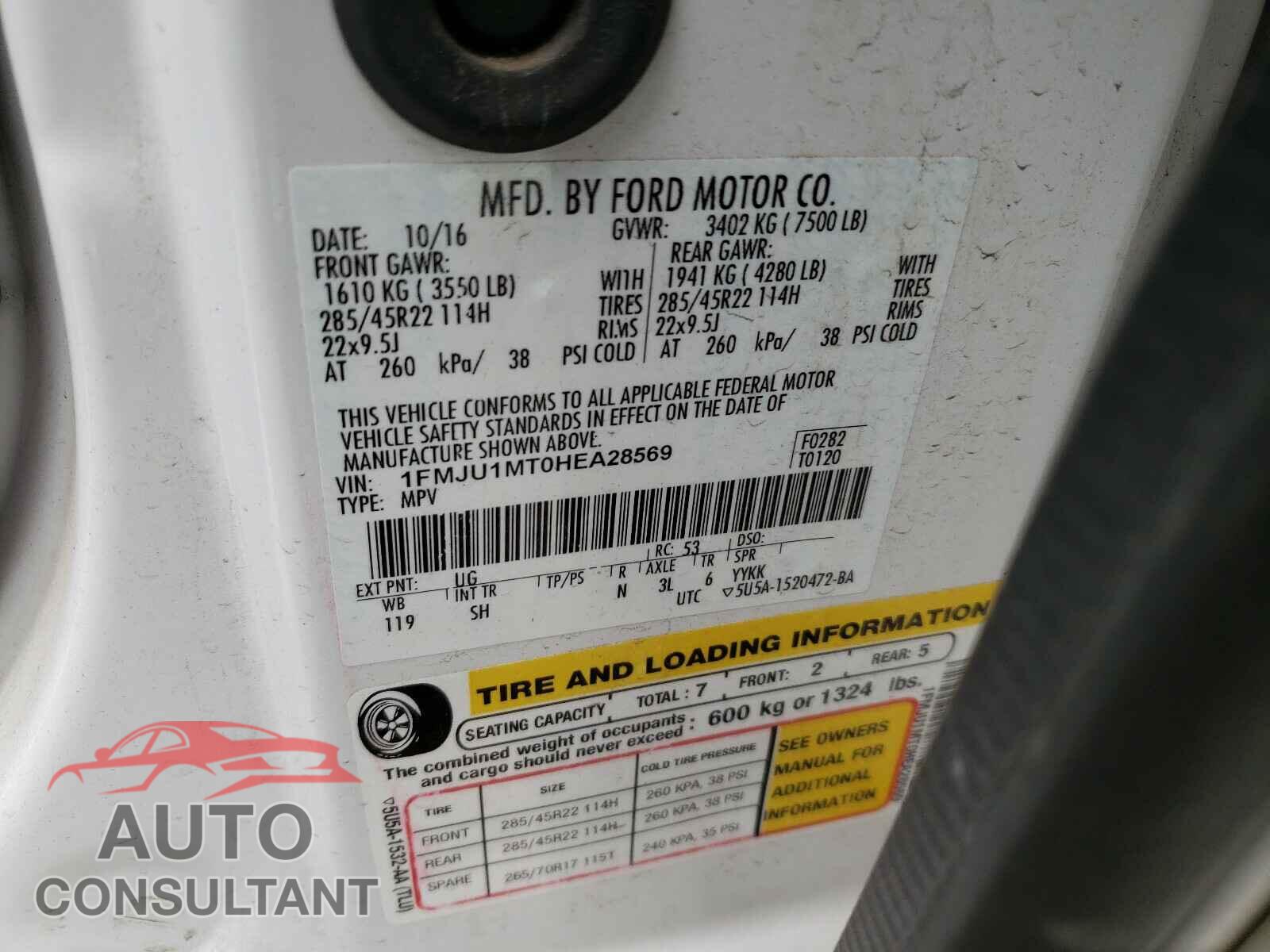 FORD EXPEDITION 2017 - 1FMJU1MT0HEA28569