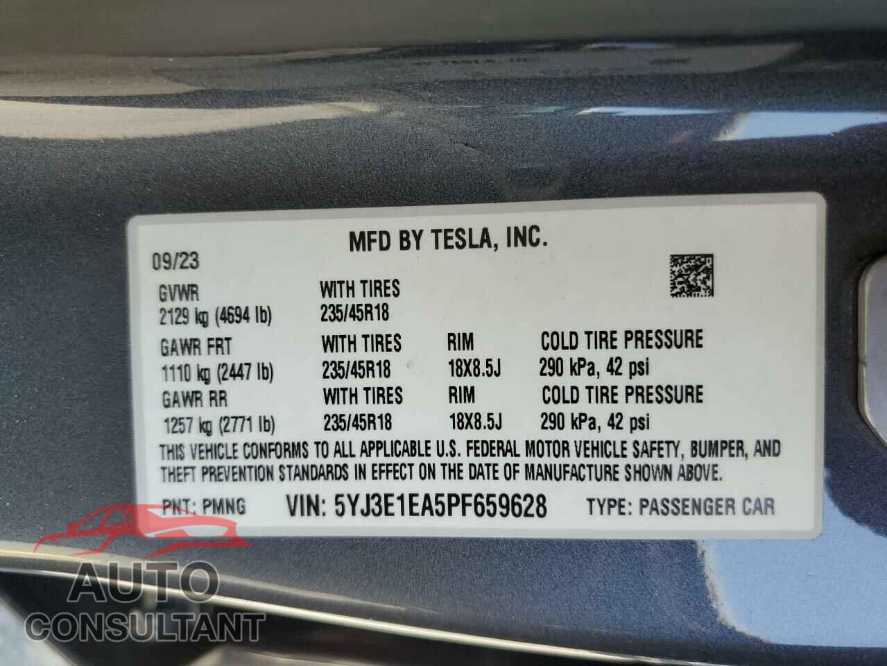 TESLA MODEL 3 2023 - 5YJ3E1EA5PF659628