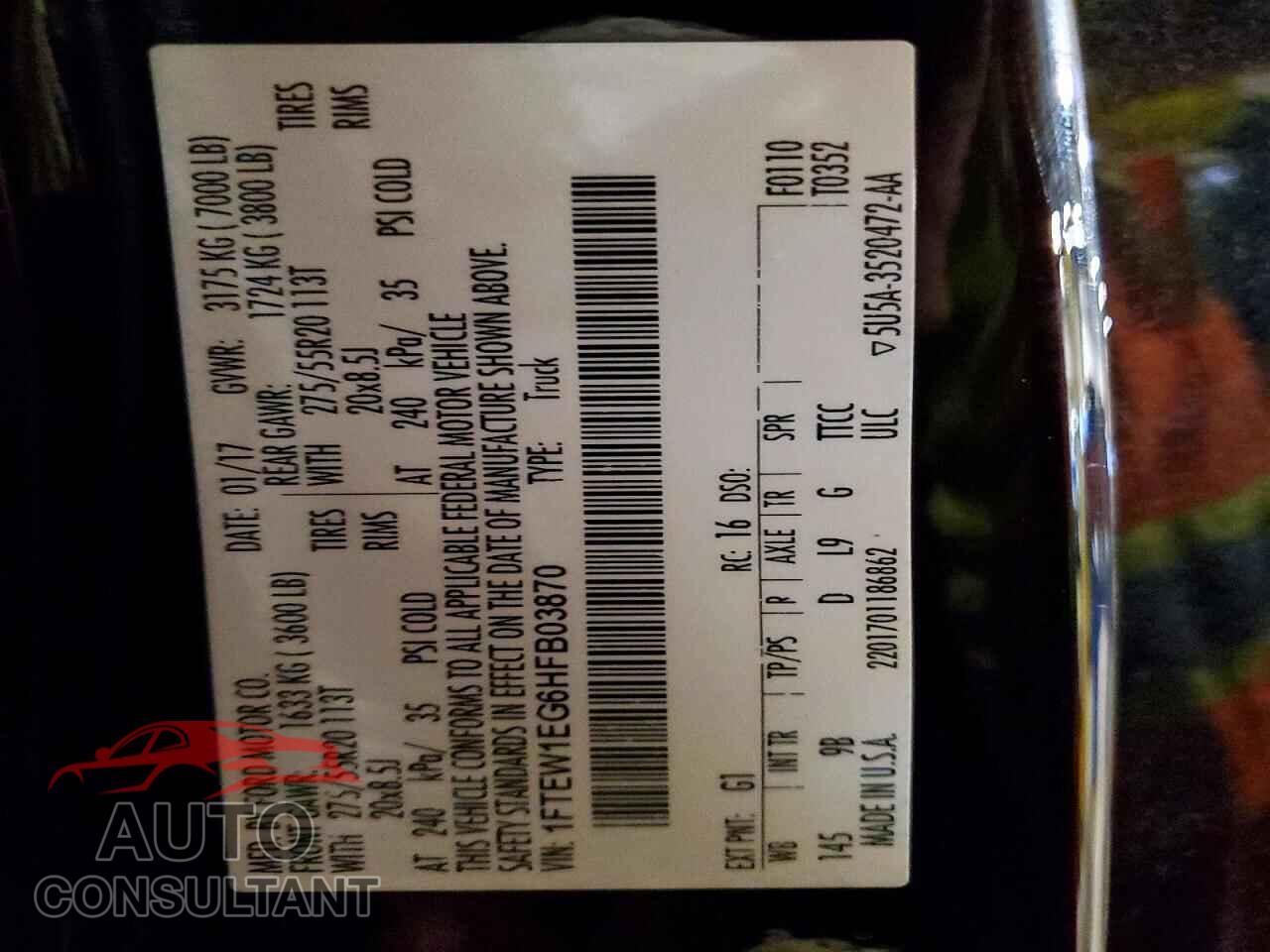 FORD All Models 2017 - 1FTEW1EG6HFB03870