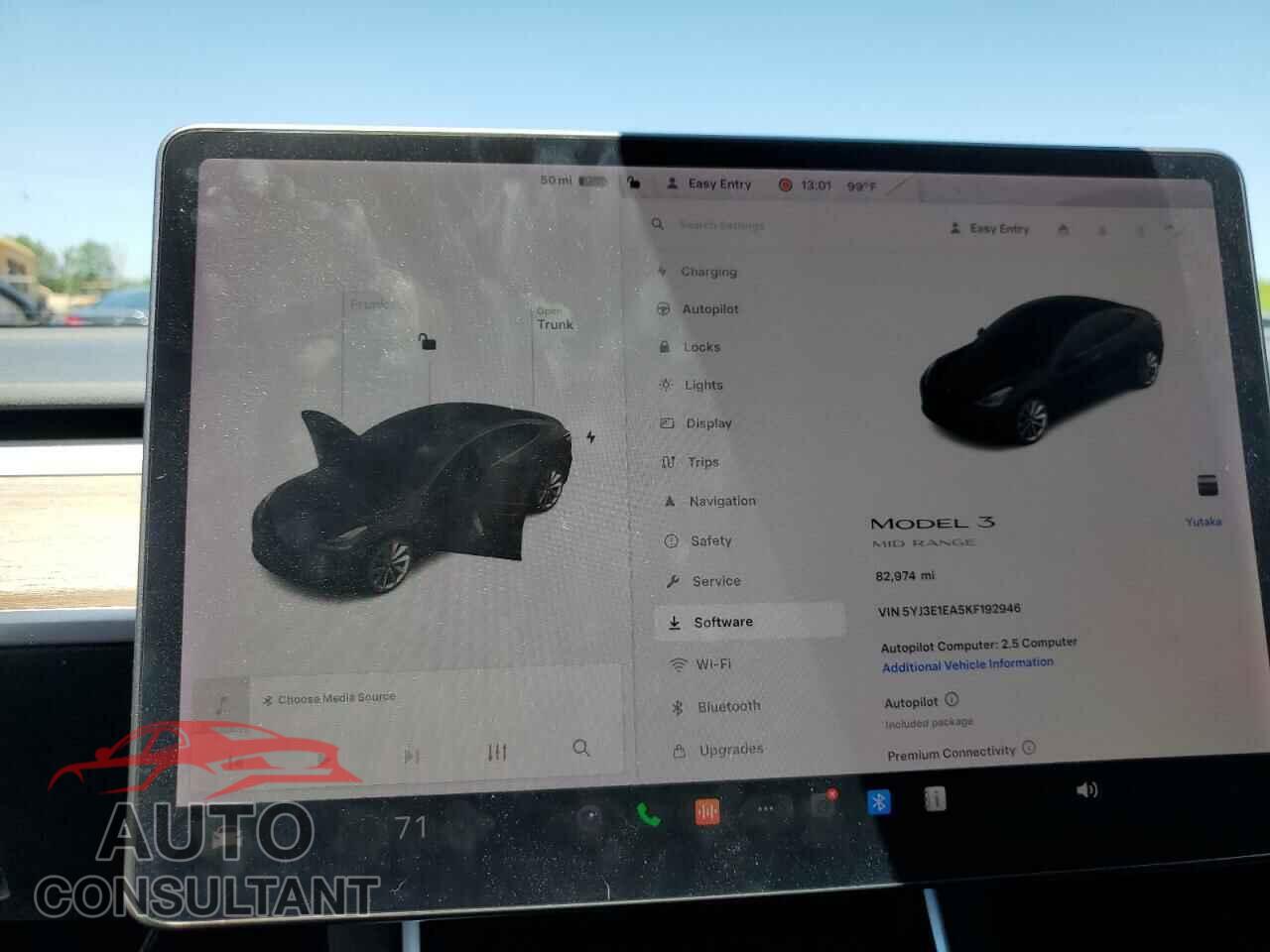 TESLA MODEL 3 2019 - 5YJ3E1EA5KF192946