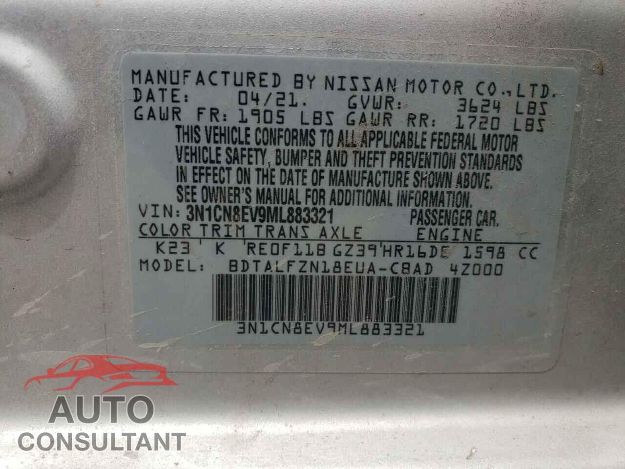 NISSAN VERSA 2021 - 3N1CN8EV9ML883321