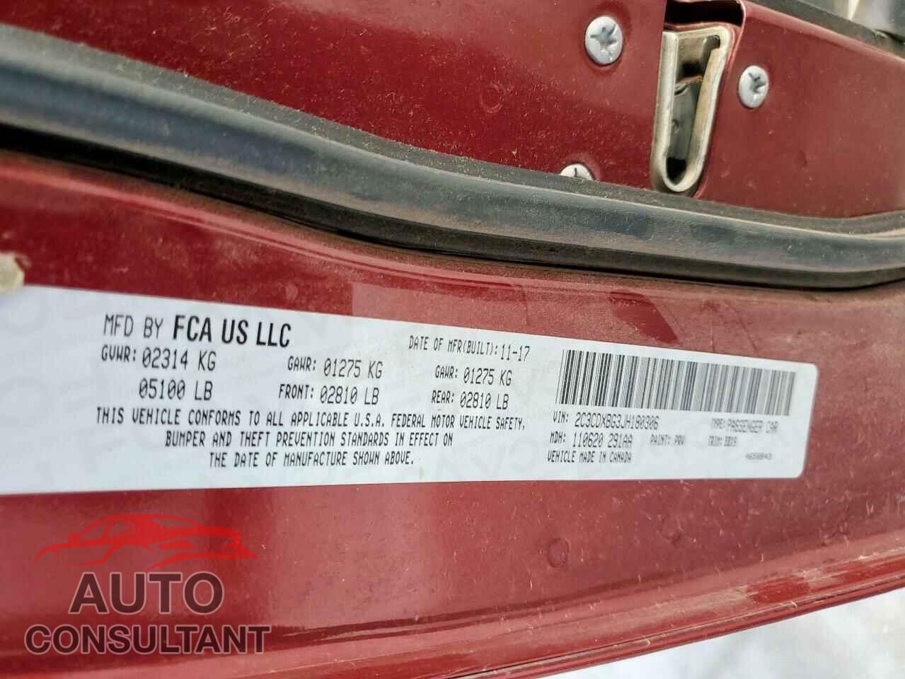 DODGE CHARGER 2018 - 2C3CDXBG3JH180306