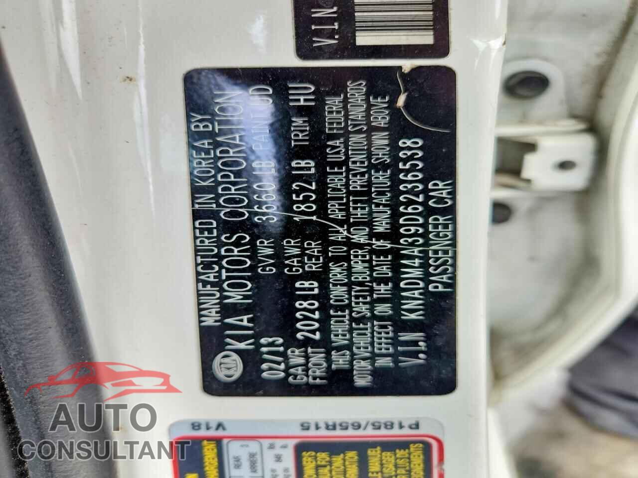 KIA RIO 2013 - KNADM4A39D6236538