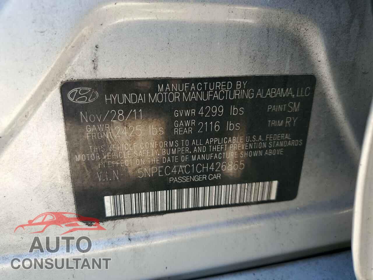HYUNDAI SONATA 2012 - 5NPEC4AC1CH426865