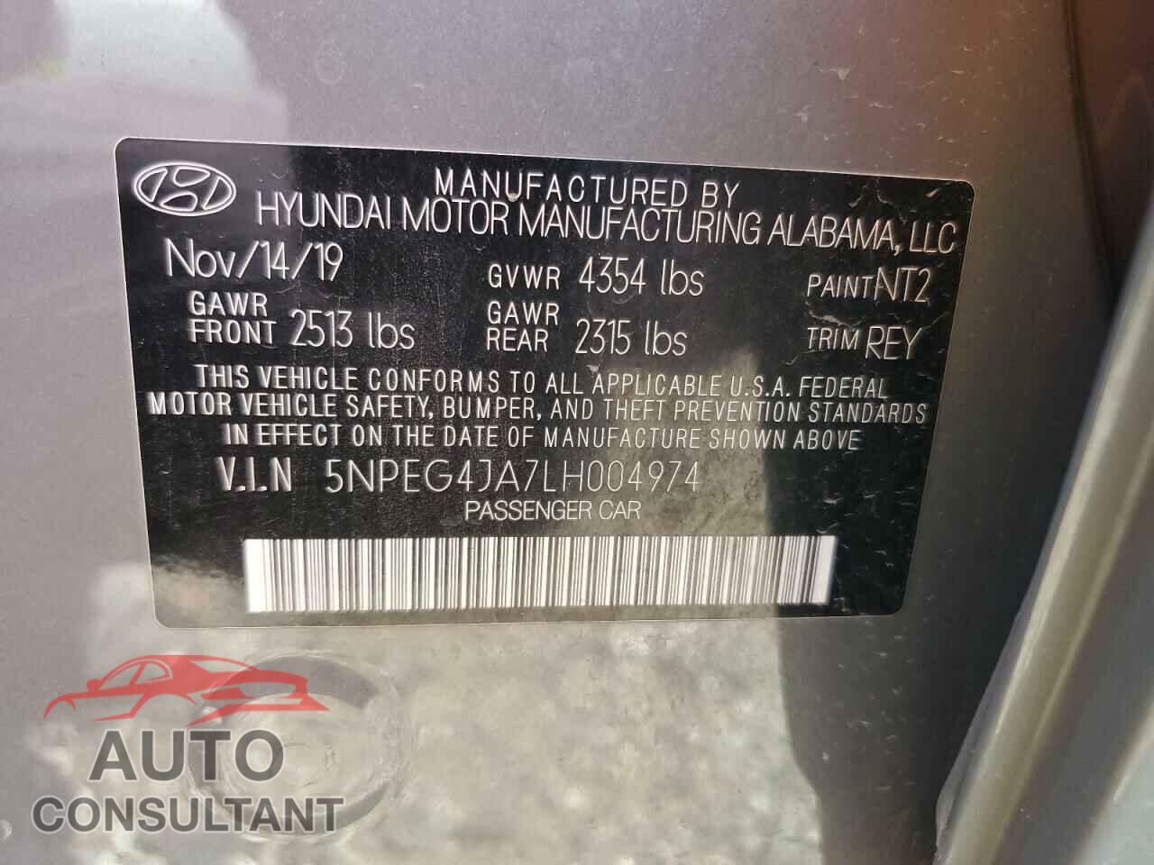 HYUNDAI SONATA 2020 - 5NPEG4JA7LH004974
