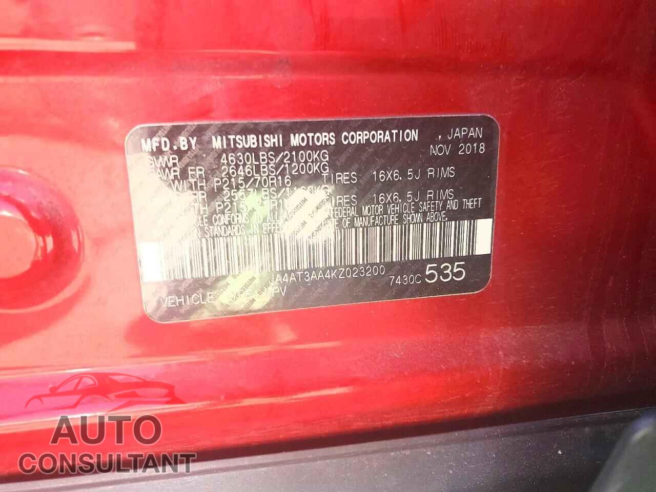 MITSUBISHI ECLIPSE 2019 - JA4AT3AA4KZ023200