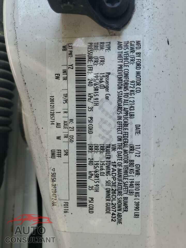 FORD FOCUS 2013 - 1FADP3E26DL207432