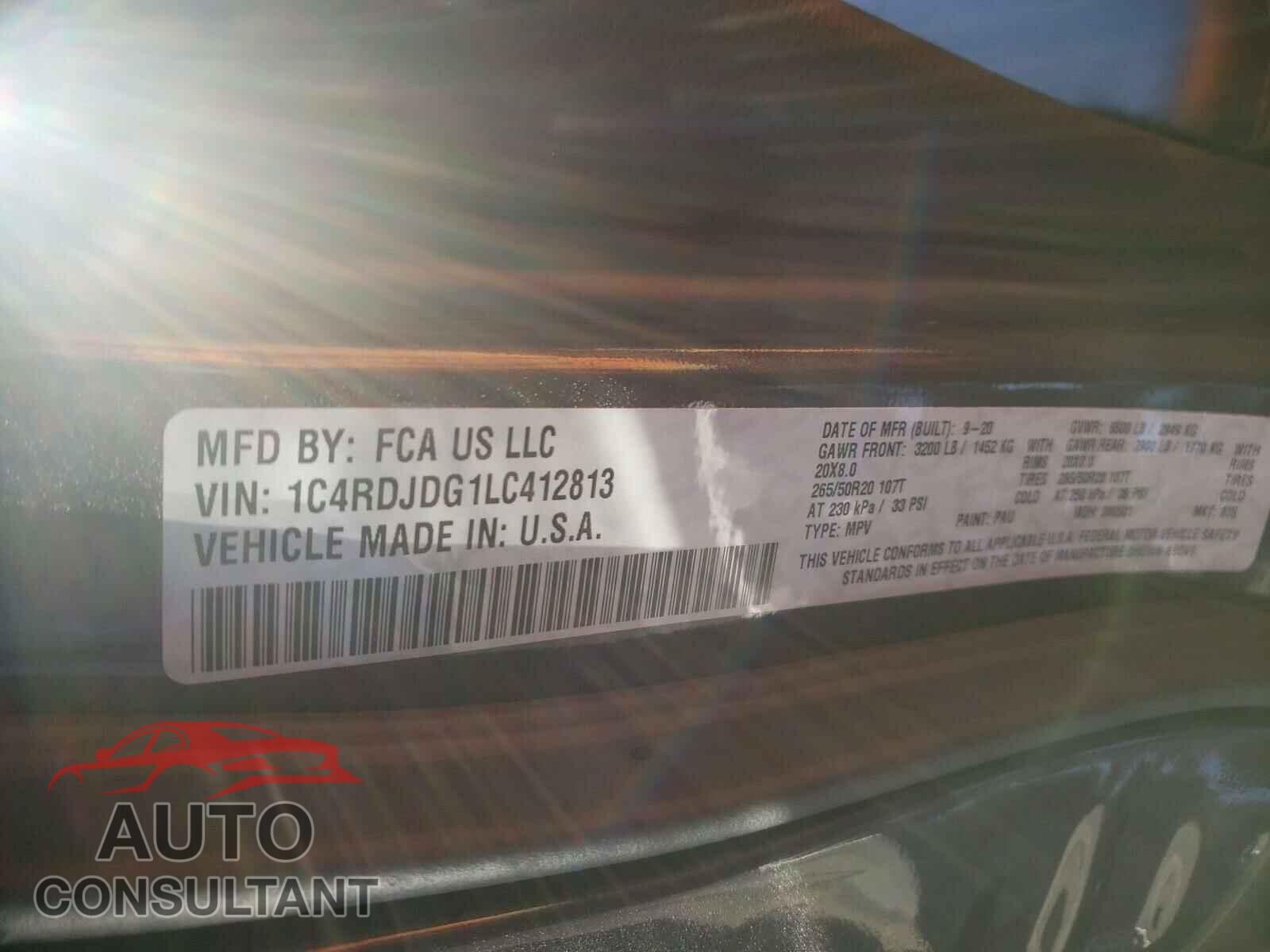 DODGE DURANGO 2020 - 1C4RDJDG1LC412813