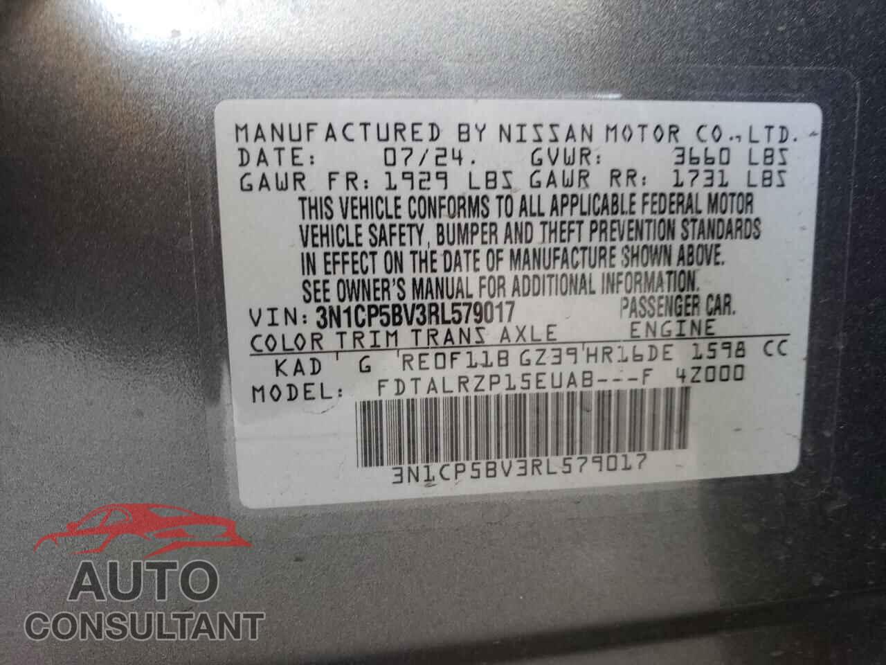 NISSAN KICKS 2024 - 3N1CP5BV3RL579017
