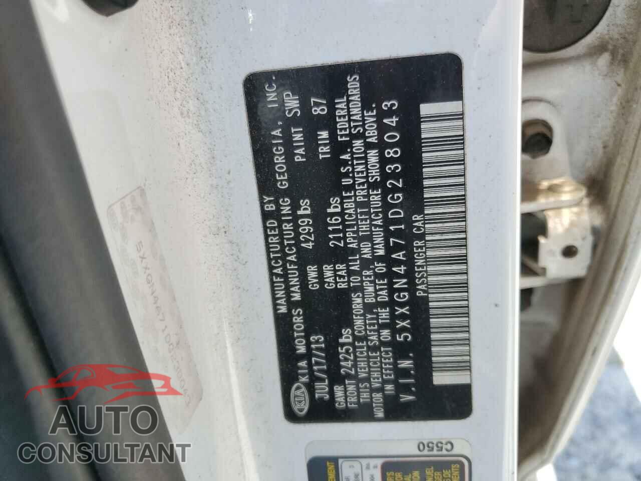 KIA OPTIMA 2013 - 5XXGN4A71DG238043