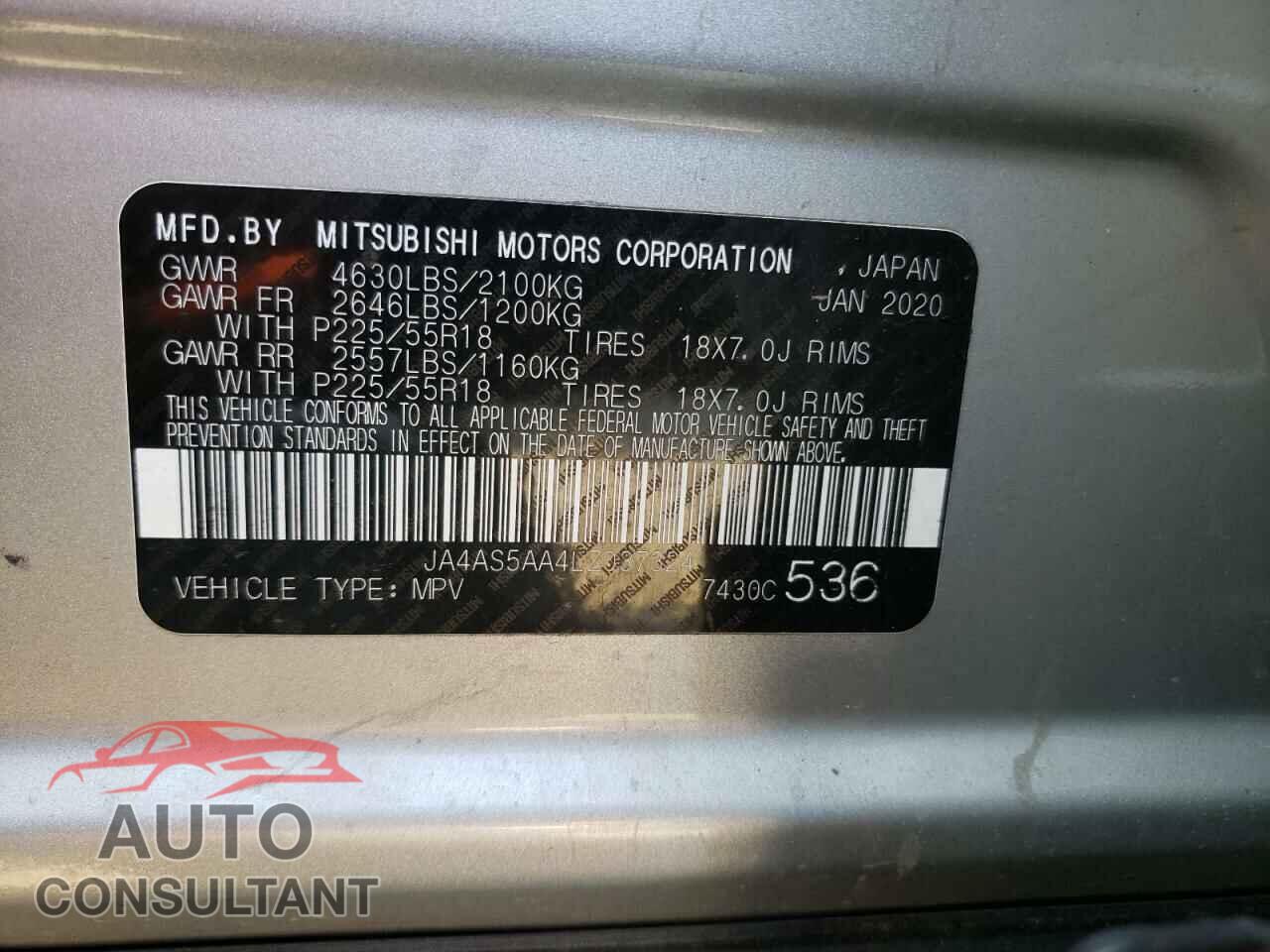 MITSUBISHI ECLIPSE 2020 - JA4AS5AA4LZ037324