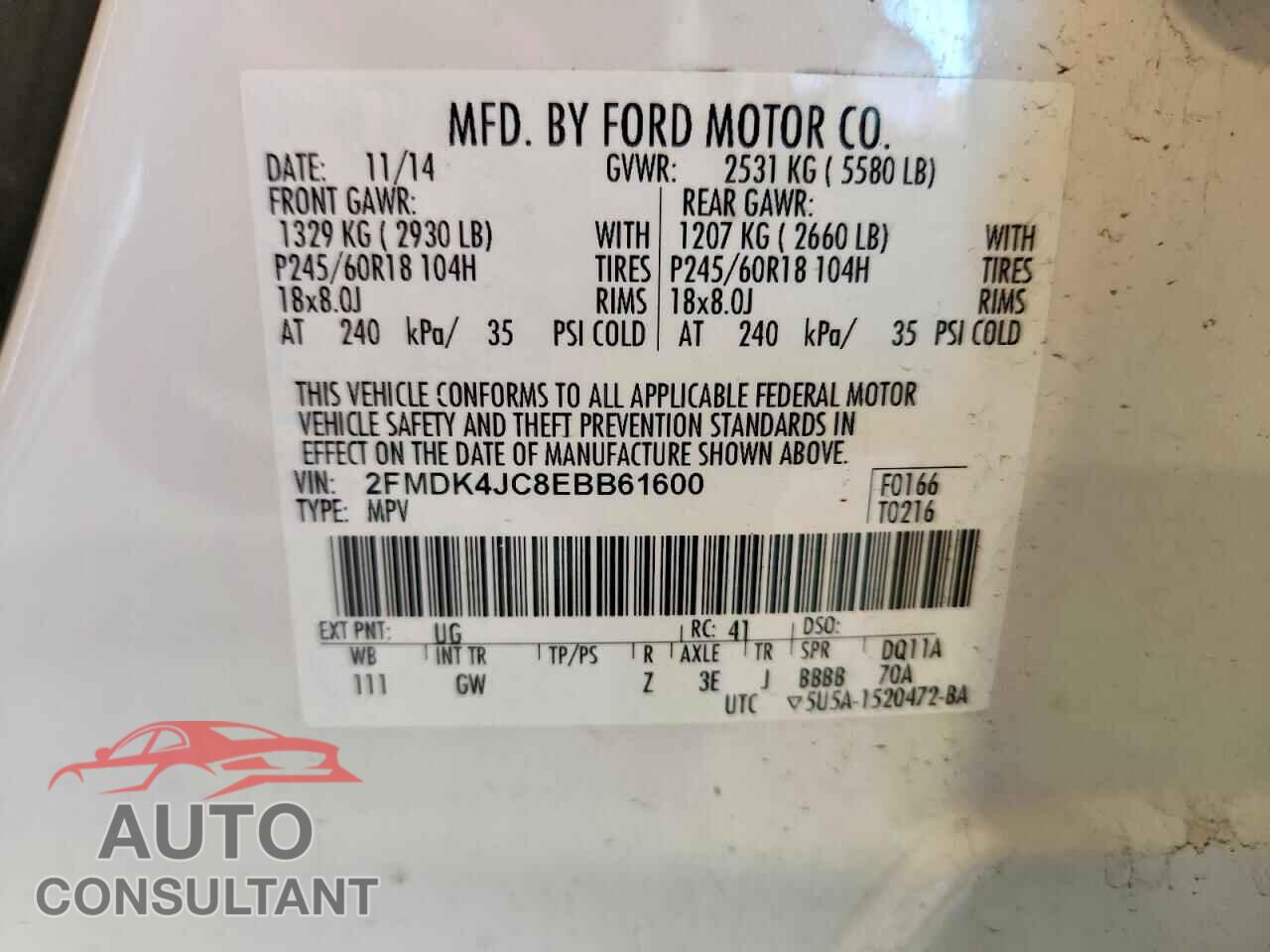 FORD EDGE 2014 - 2FMDK4JC8EBB61600