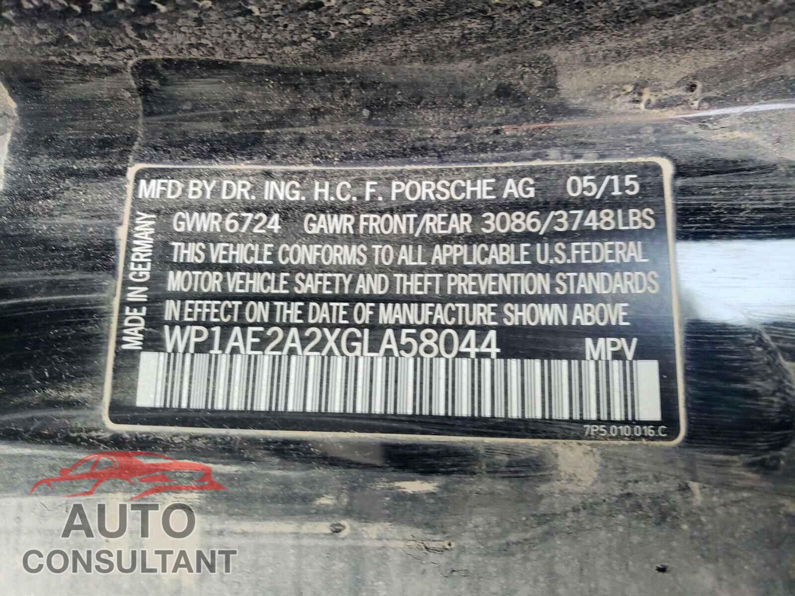 PORSCHE CAYENNE 2016 - WP1AE2A2XGLA58044