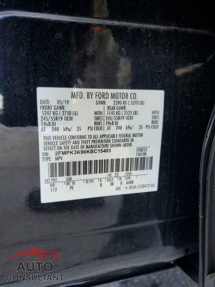 FORD EDGE 2019 - 2FMPK3K96KBC15403