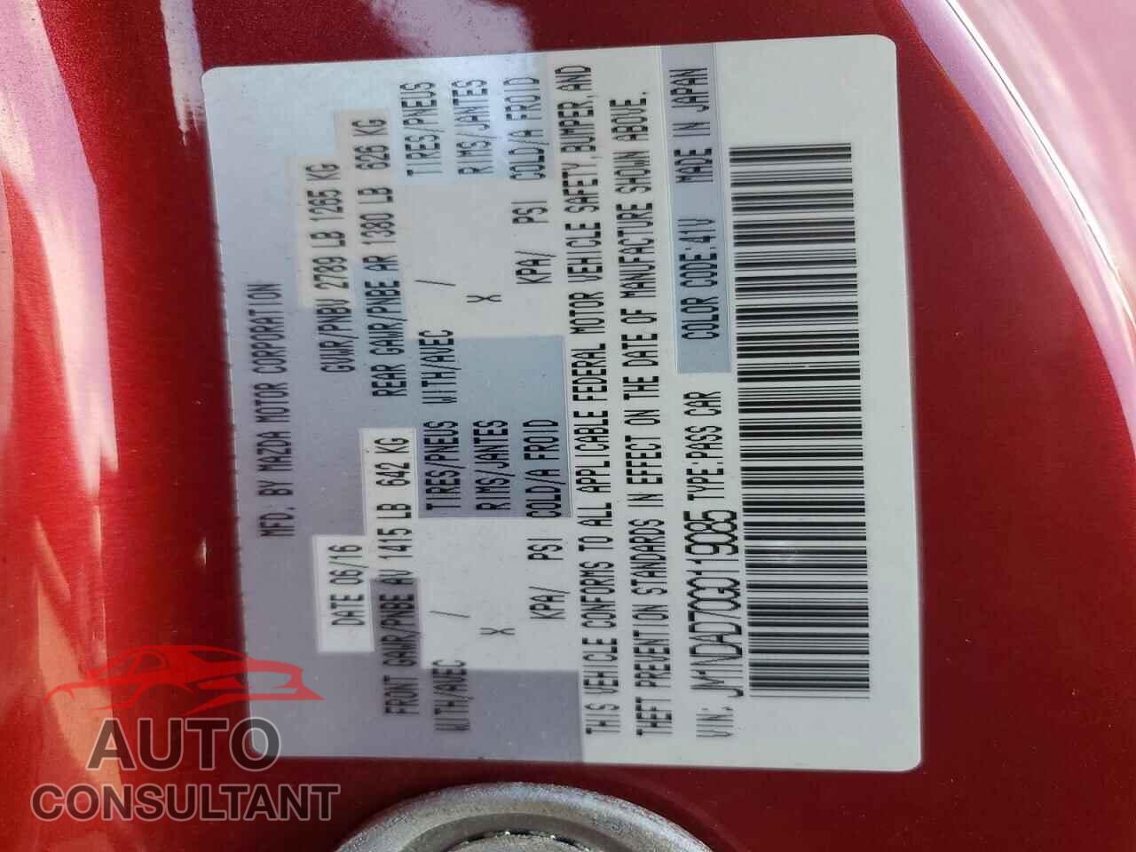 MAZDA MX5 2016 - JM1NDAD70G0119085