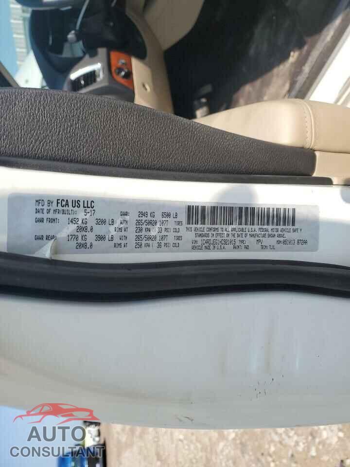 DODGE DURANGO 2017 - 1C4RDJEG1HC921015