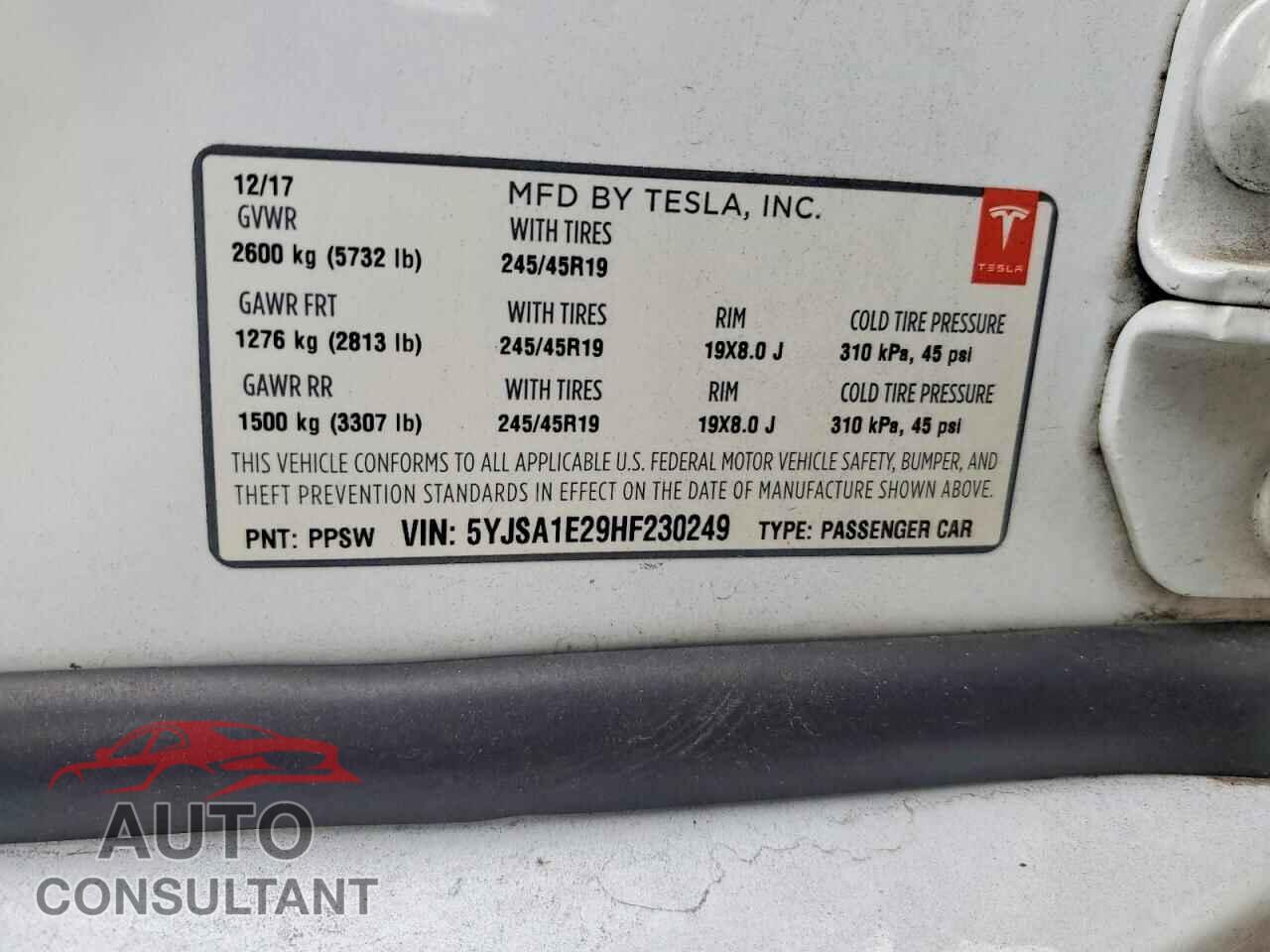 TESLA MODEL S 2017 - 5YJSA1E29HF230249