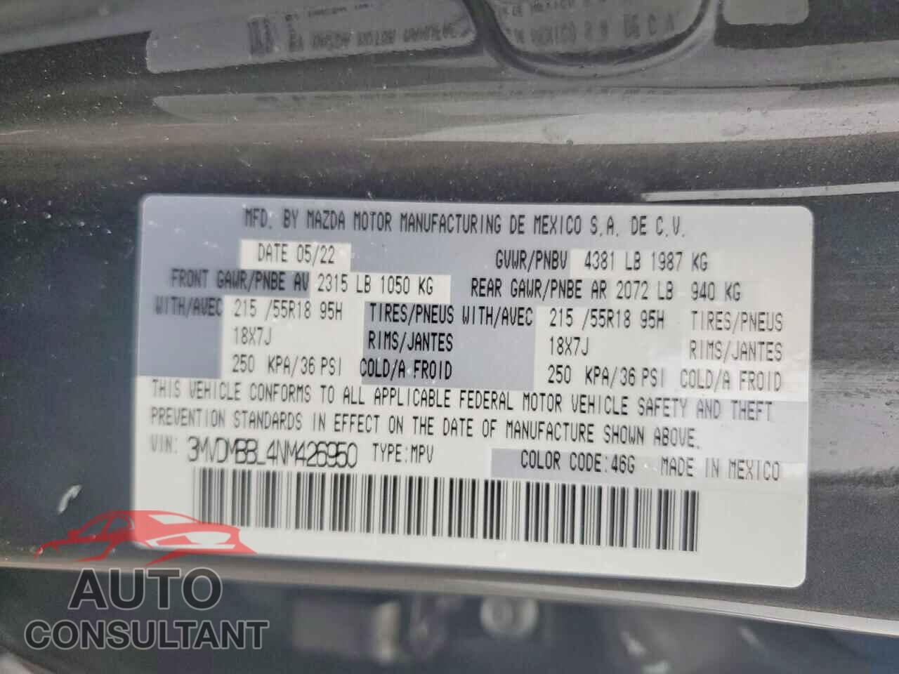 MAZDA CX30 2022 - 3MVDMBBL4NM426950