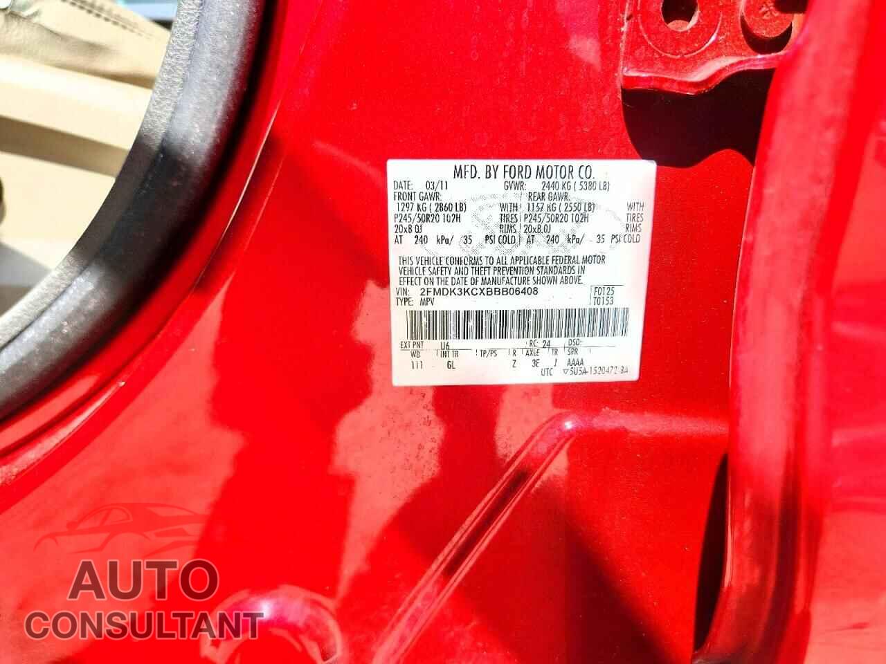 FORD EDGE 2011 - 2FMDK3KCXBBB06408