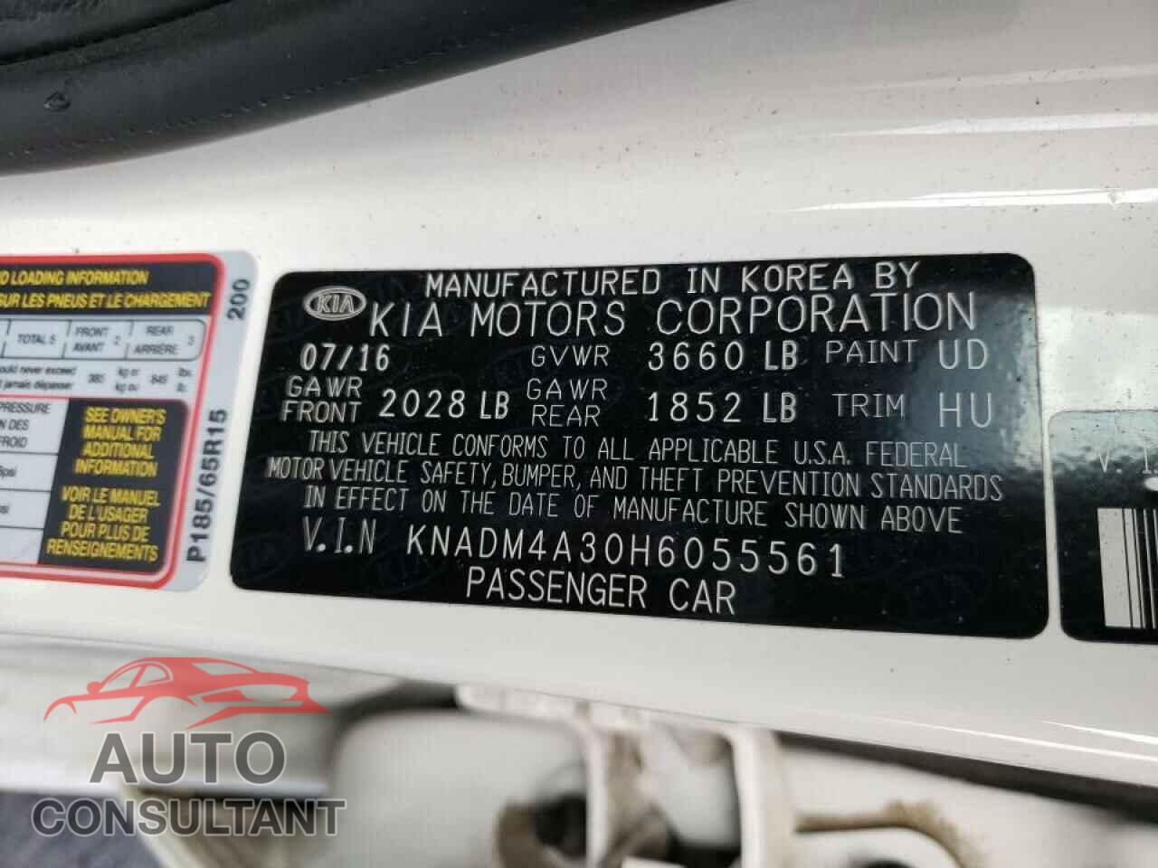 KIA RIO 2017 - KNADM4A30H6055561