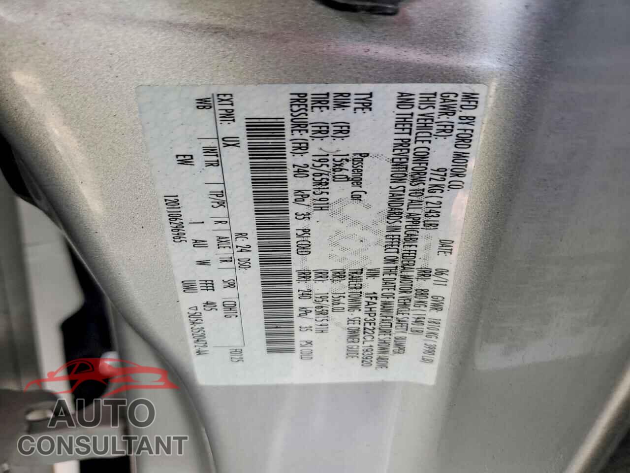 FORD FOCUS 2012 - 1FAHP3E22CL193920