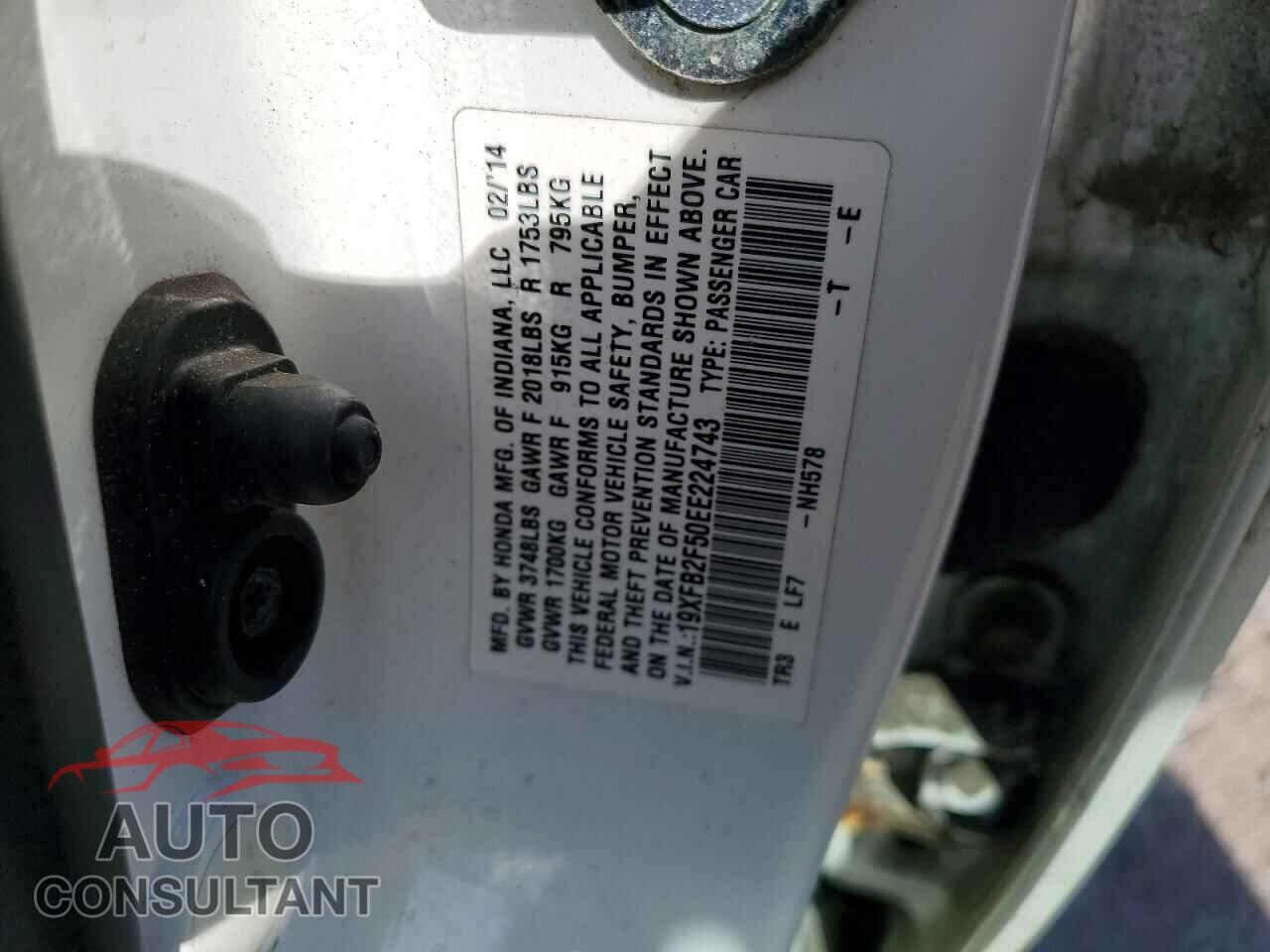 HONDA CIVIC 2014 - 19XFB2F50EE224743