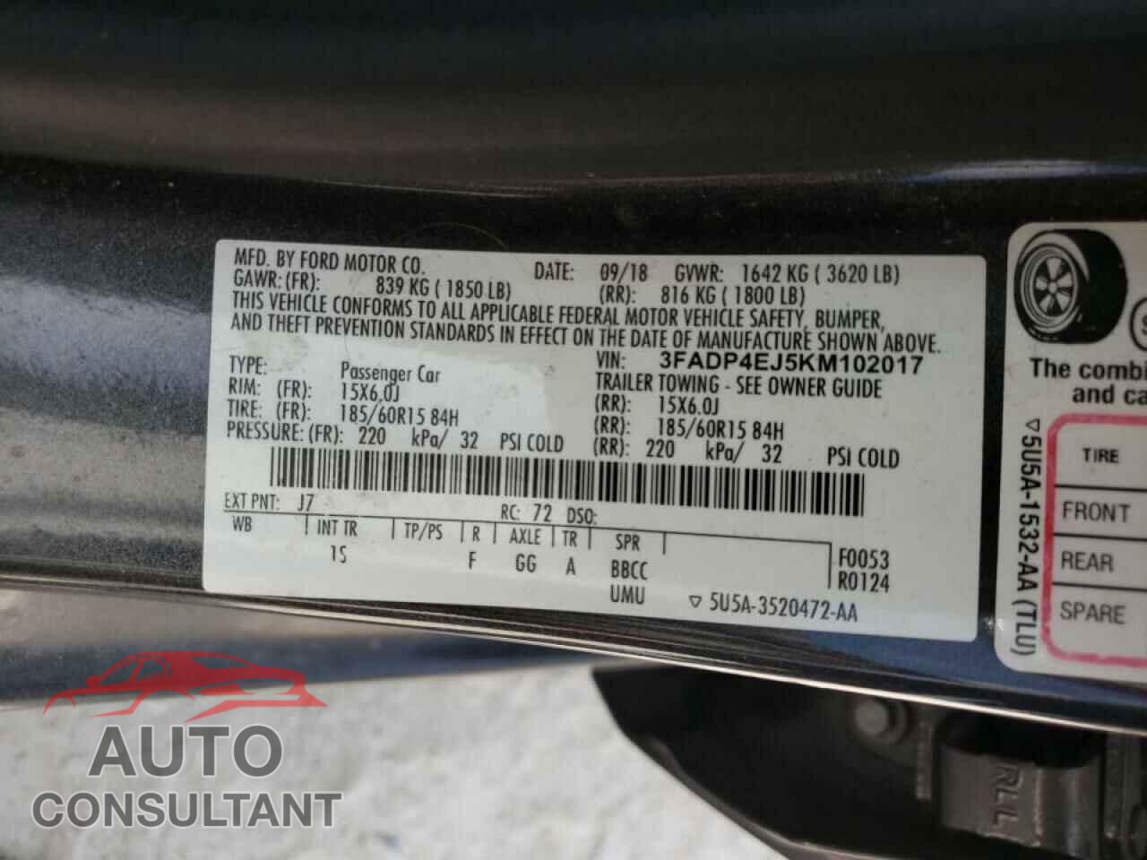 FORD FIESTA 2019 - 3FADP4EJ5KM102017