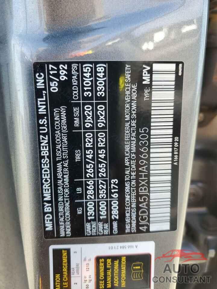 MERCEDES-BENZ GLE-CLASS 2017 - 4JGDA5JBXHA966305