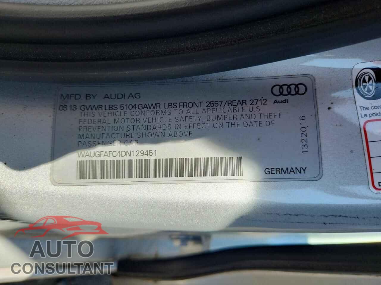 AUDI A6 2013 - WAUGFAFC4DN129451