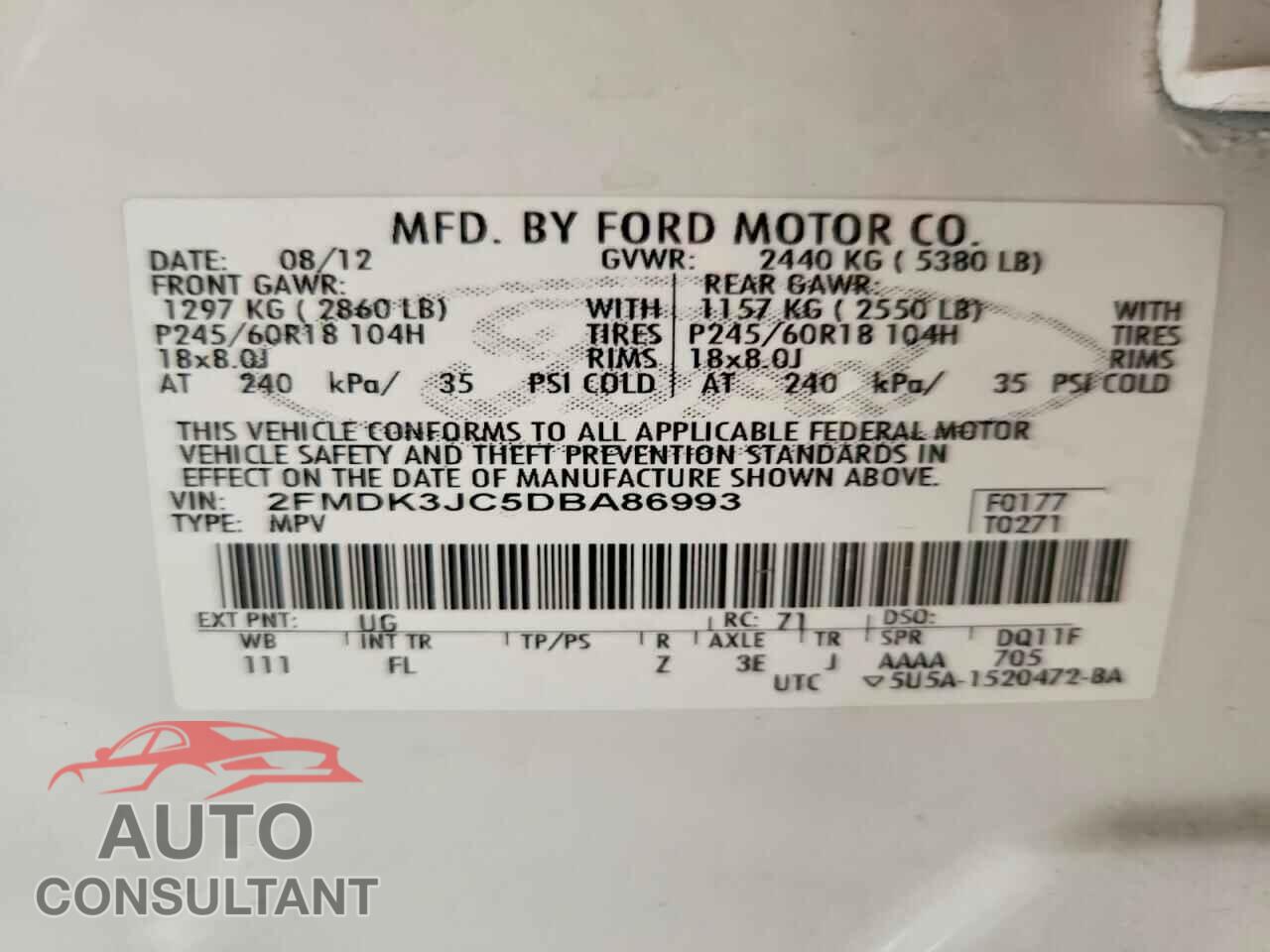 FORD EDGE 2013 - 2FMDK3JC5DBA86993