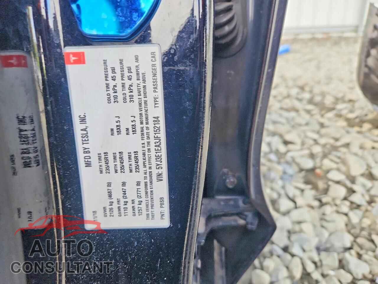 TESLA MODEL 3 2018 - 5YJ3E1EA3JF152184