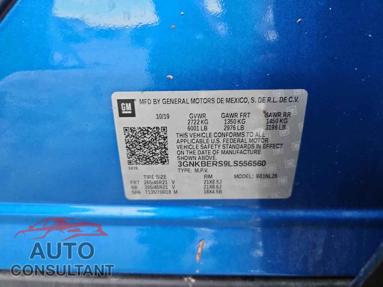 CHEVROLET BLAZER 2020 - 3GNKBERS9LS556560