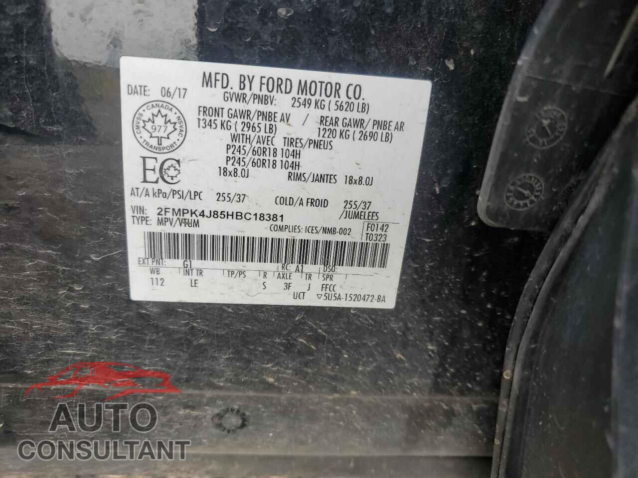 FORD EDGE 2017 - 2FMPK4J85HBC18381