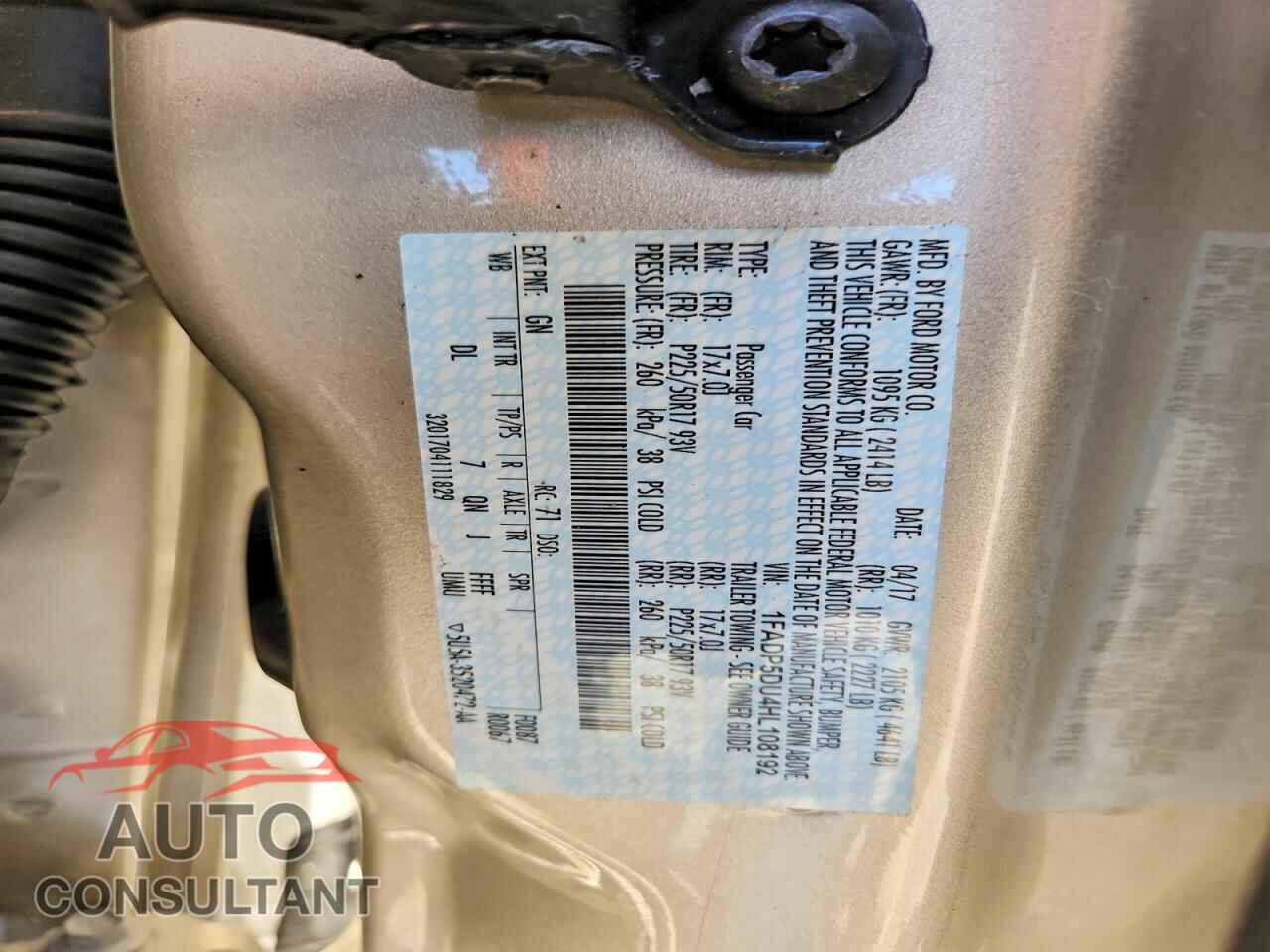 FORD CMAX 2017 - 1FADP5DU4HL108192