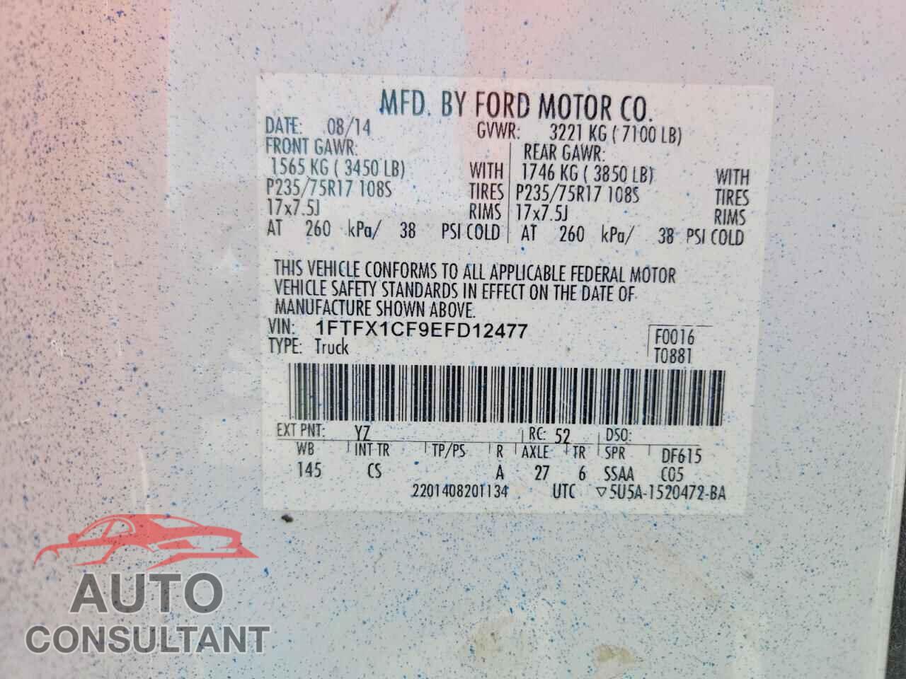 FORD F150 2014 - 1FTFX1CF9EFD12477