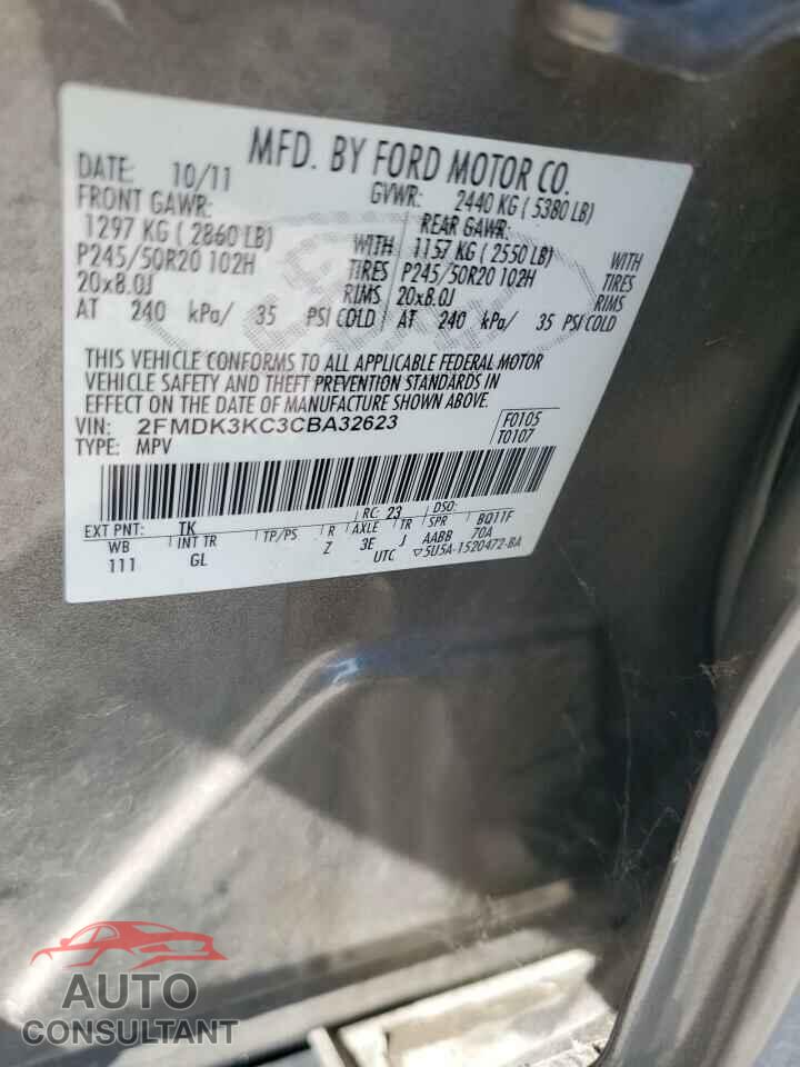 FORD EDGE 2012 - 2FMDK3KC3CBA32623
