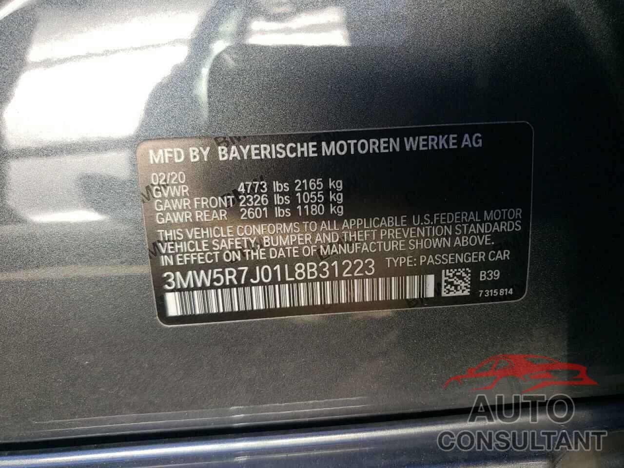 BMW 3 SERIES 2020 - 3MW5R7J01L8B31223