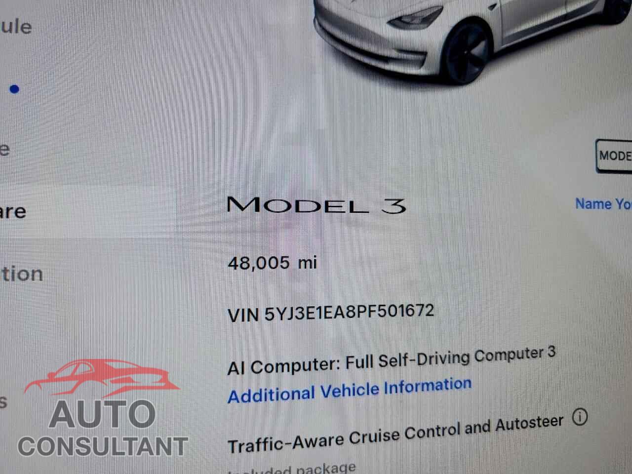TESLA MODEL 3 2023 - 5YJ3E1EA8PF501672