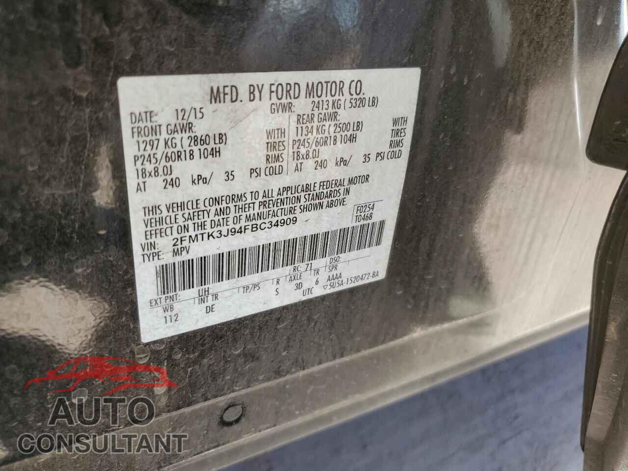 FORD EDGE 2015 - 2FMTK3J94FBC34909