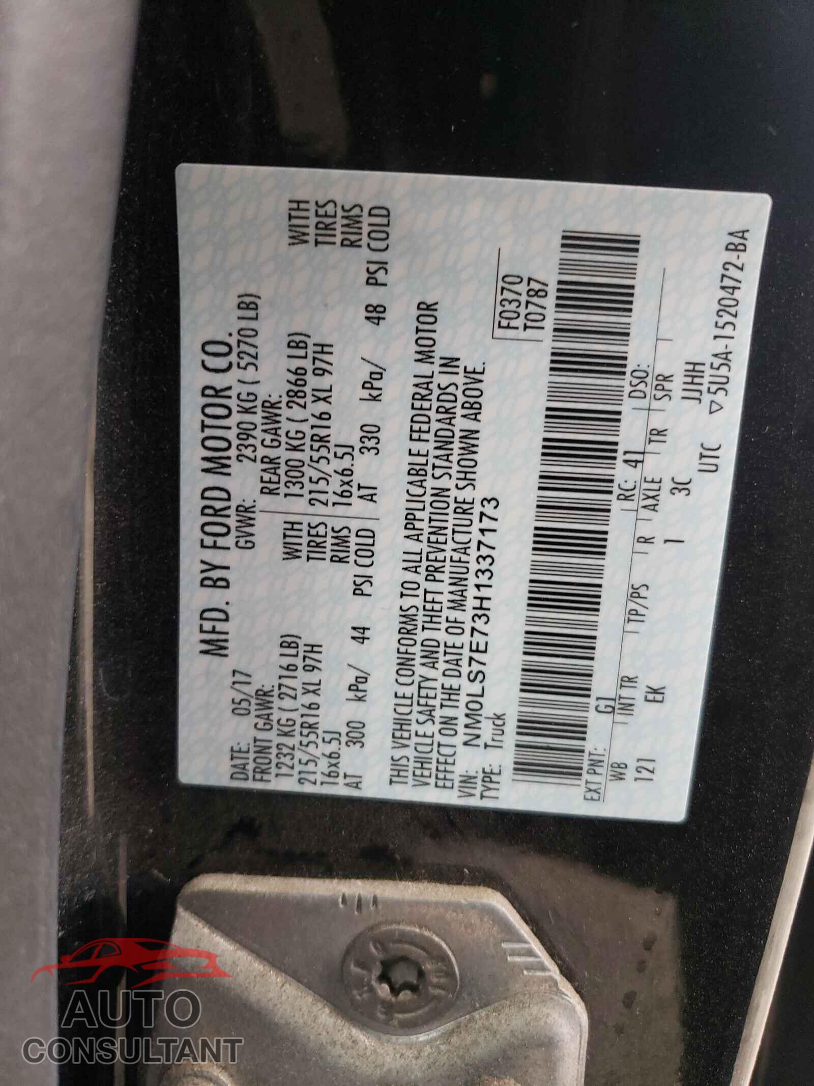 FORD TRANSIT CO 2017 - NM0LS7E73H1337173