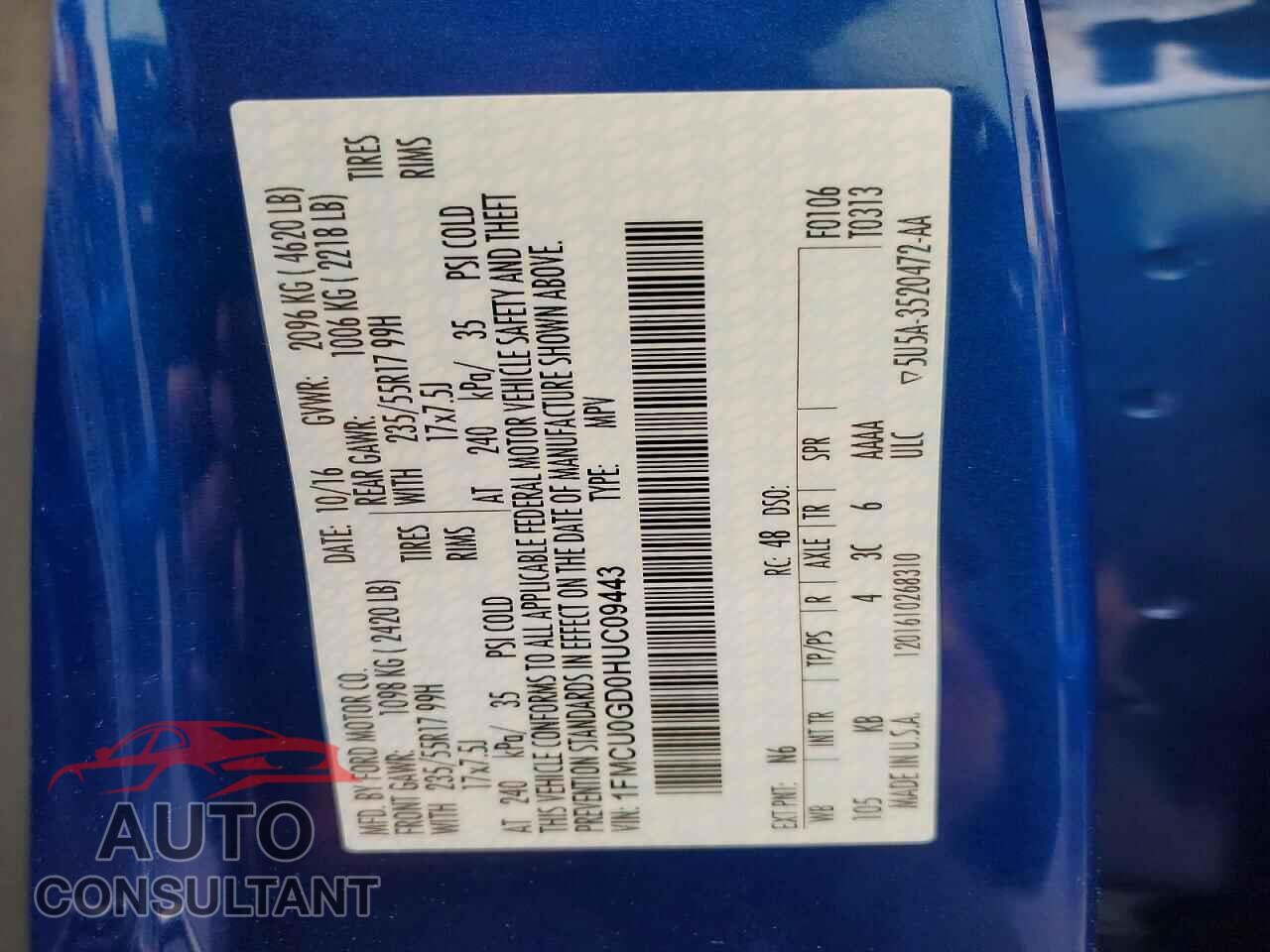 FORD ESCAPE 2017 - 1FMCU0GD0HUC09443