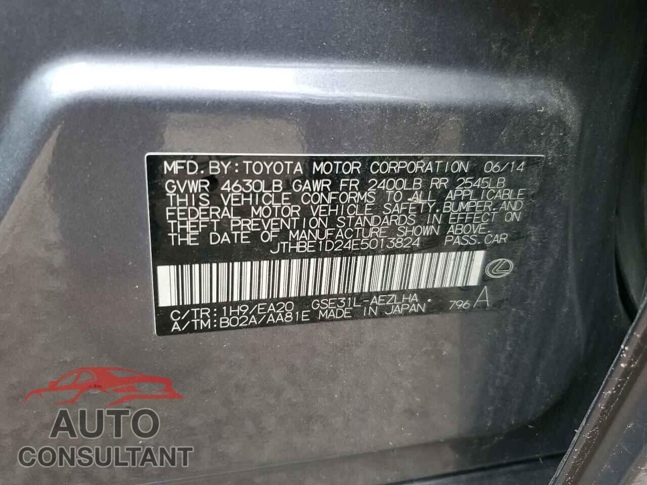 LEXUS IS 2014 - JTHBE1D24E5013824