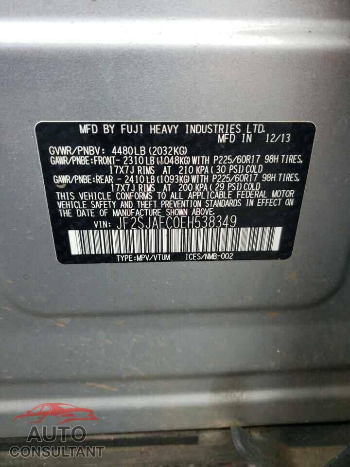 SUBARU FORESTER 2014 - JF2SJAEC0EH538349