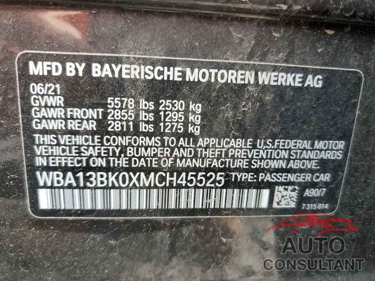 BMW M5 2021 - WBA13BK0XMCH45525